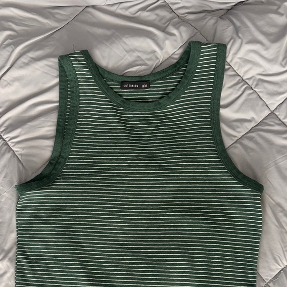 Cotton On Forest Green & White Striped Tank Dress - Picture 2 of 6